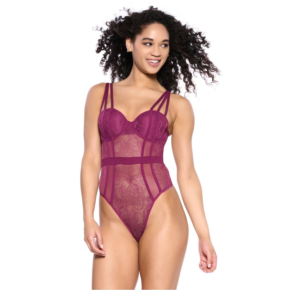 Felina NWT Lingerie Lace Bodysuit Black Lily color Perfect for Valentines Day!